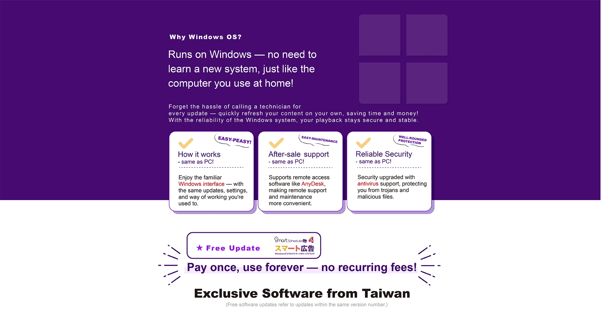 Runs on Windows - no need to learn a new system, just like the computer you use at home !