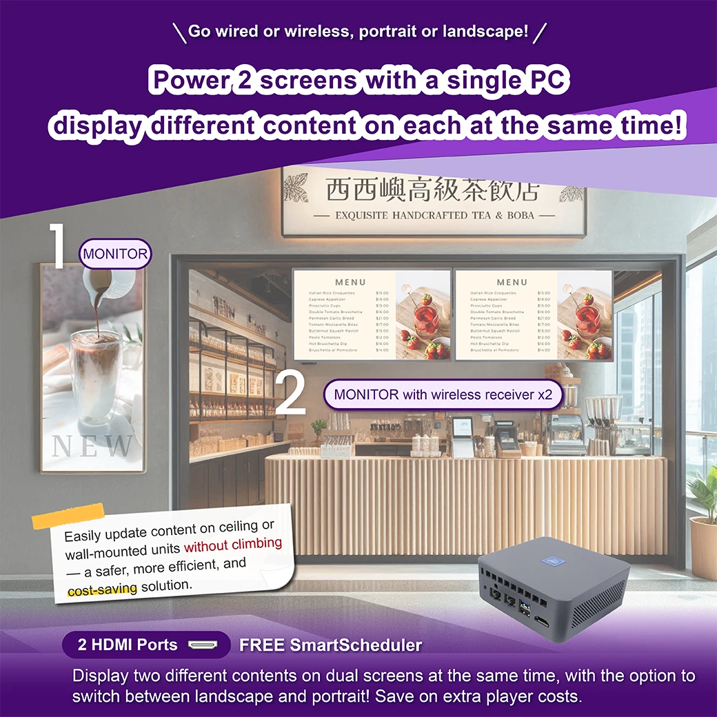 Power 2 screens with a single PC display different content on each at the same time!